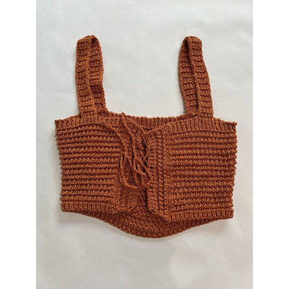 Tach Clothing Noe Metallic Knit Corset in Orange - Picture 3 of 4